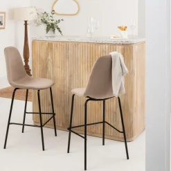 Made in Meubles Meuble bar en angle bois de manguier et terrazzo Lou
