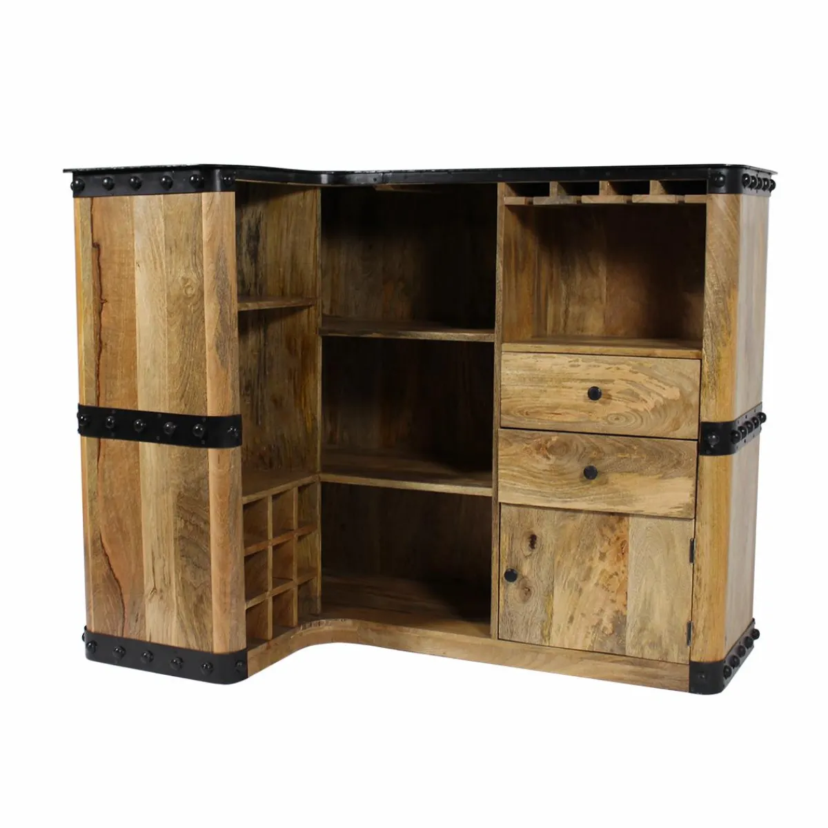Made in Meubles Meuble bar en bois de manguier New-York