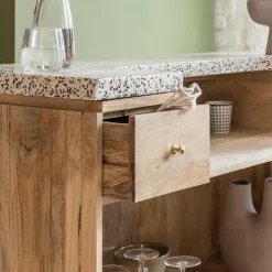 Made in Meubles Meuble bar en bois de manguier et terrazzo Lou