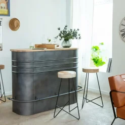 Made in Meubles Meuble bar en métal et bois de manguier Locker