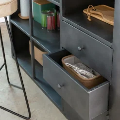 Made in Meubles Meuble bar en métal et bois de manguier Locker