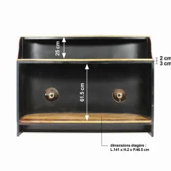Made in Meubles Meuble bar noir avec plateau en bois de manguier Combi