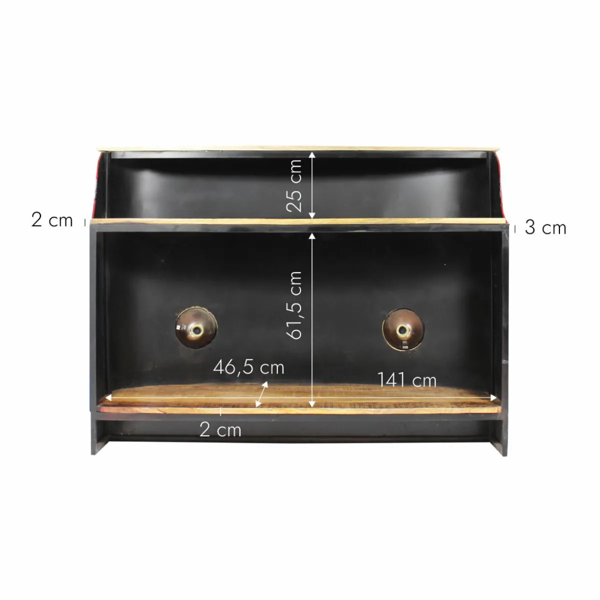 Made in Meubles Meuble bar rouge avec plateau en bois de manguier Combi