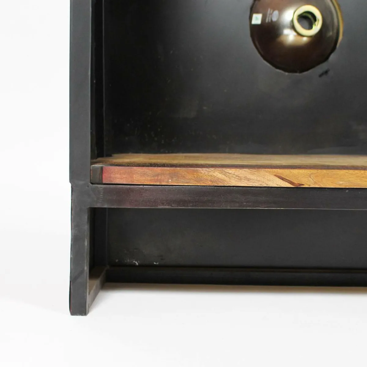 Made in Meubles Meuble bar rouge avec plateau en bois de manguier Combi