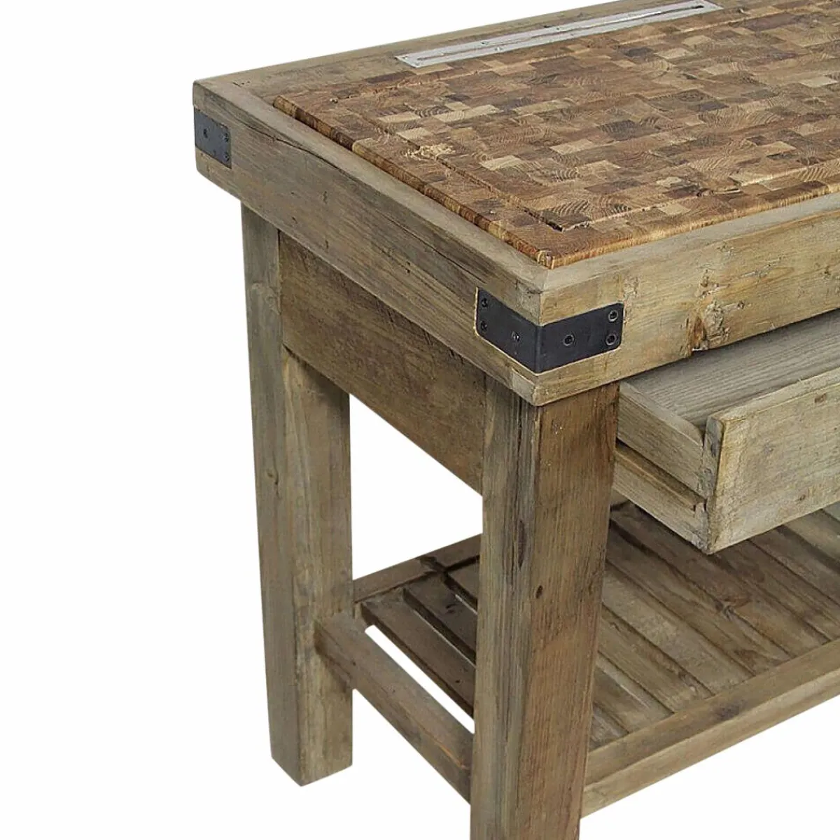 Made in Meubles Meuble bas cuisine en bois recyclé Garance
