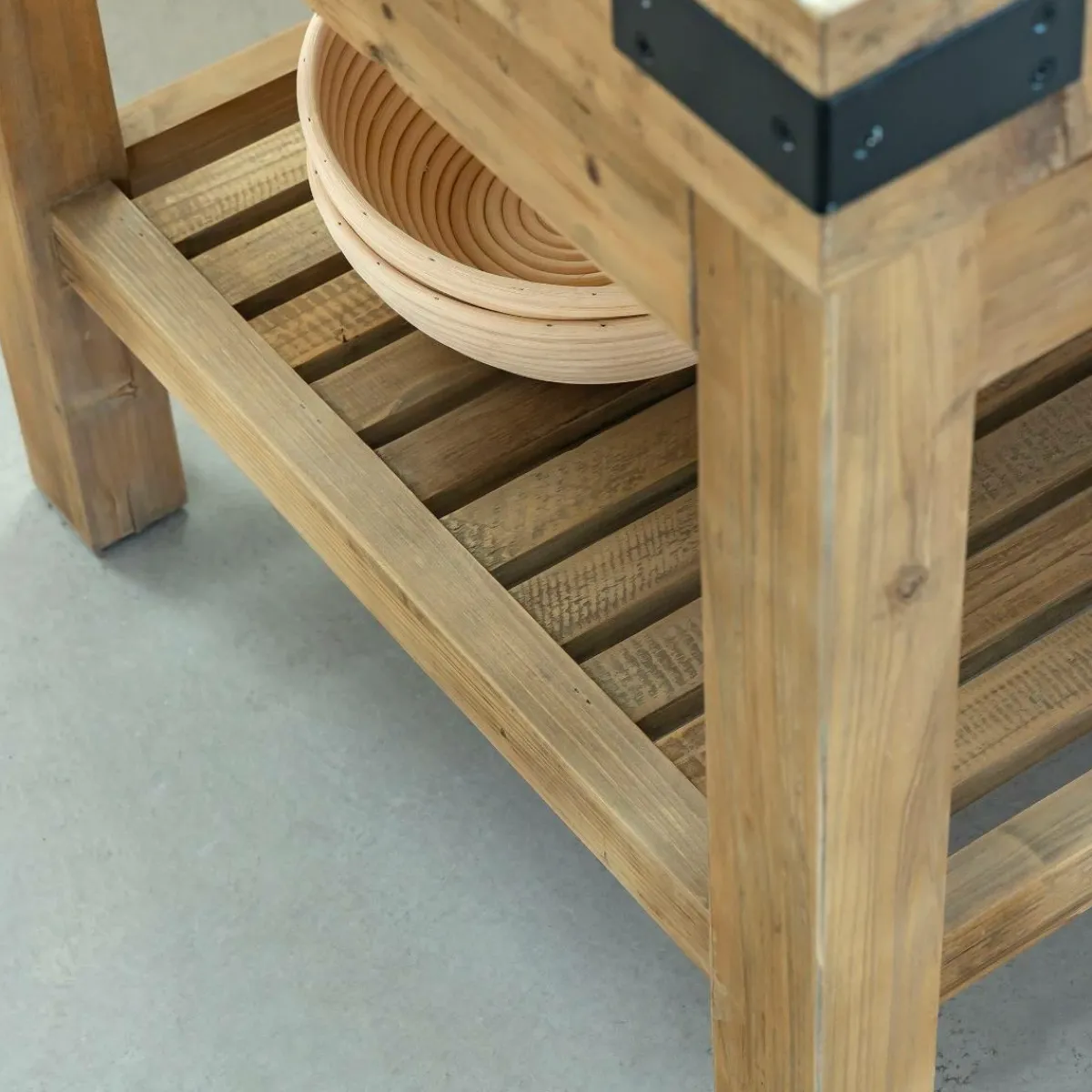 Made in Meubles Meuble bas cuisine en bois recyclé Garance