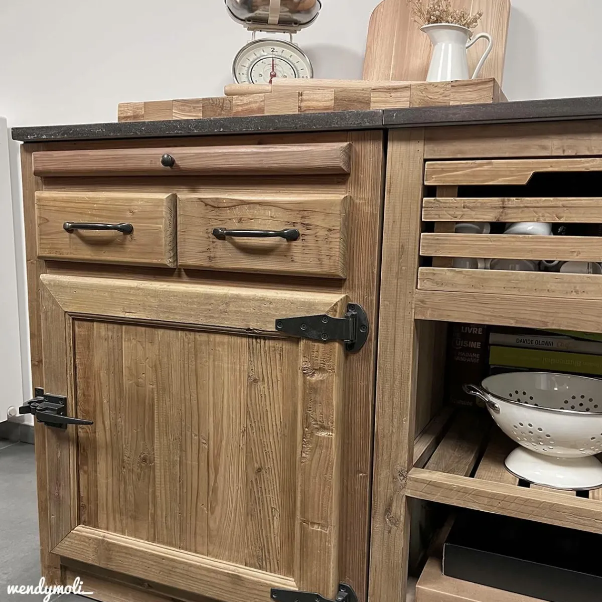 Made in Meubles Meuble bas de cuisine 2 tiroirs, 1 porte - Champêtre