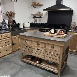 Made in Meubles Meuble bas de cuisine 4 tiroirs - Champêtre
