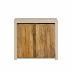 Made in Meubles Meuble sous vasque 2 portes en bois effet béton et bois recyclé Dalva