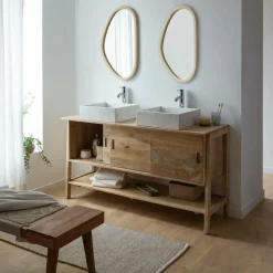 Made in Meubles Meuble sous vasque en bois de manguier 145 cm Nour
