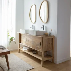Made in Meubles Meuble sous vasque en bois de manguier 145 cm Nour