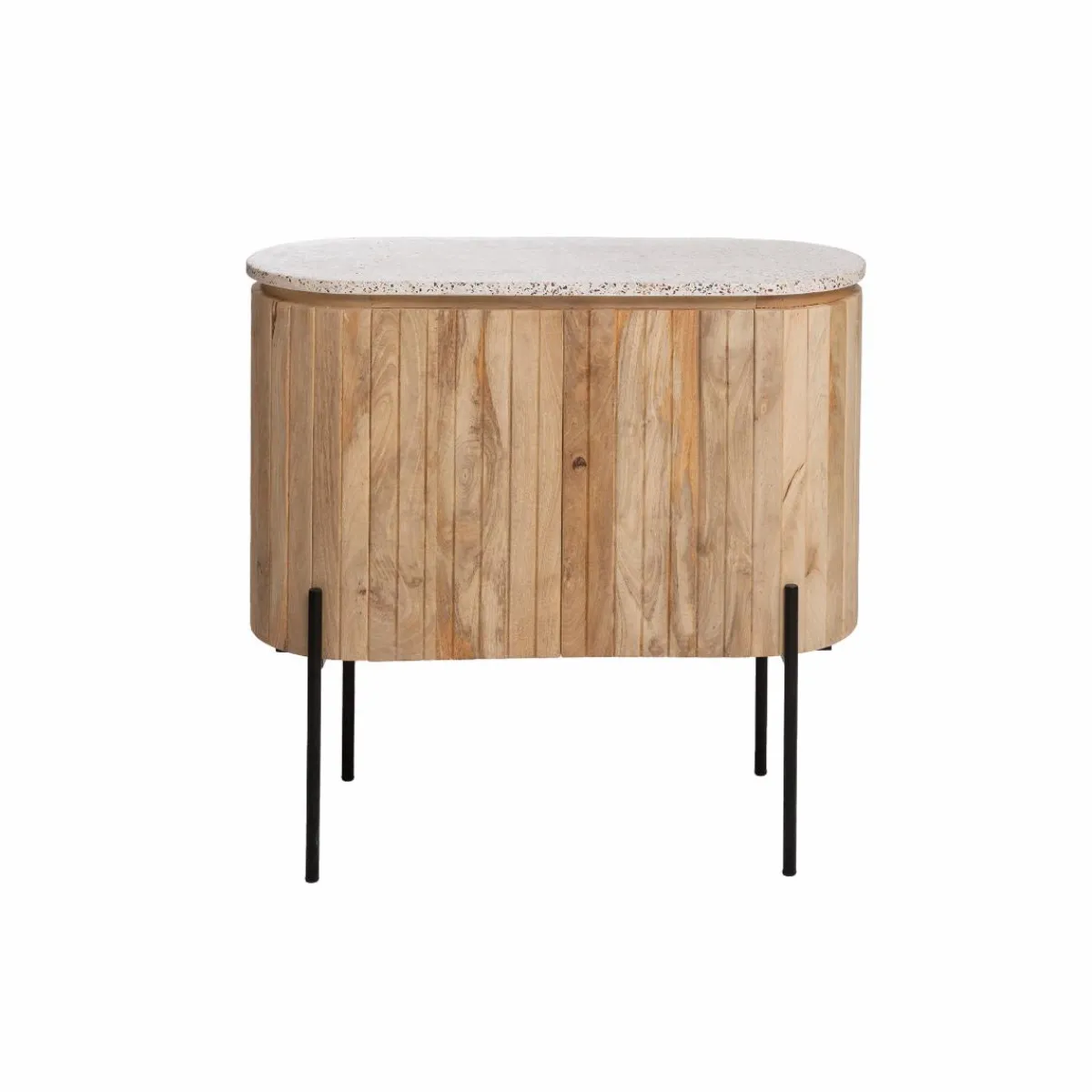 Made in Meubles Meuble sous vasque en bois de manguier et terrazzo Lou