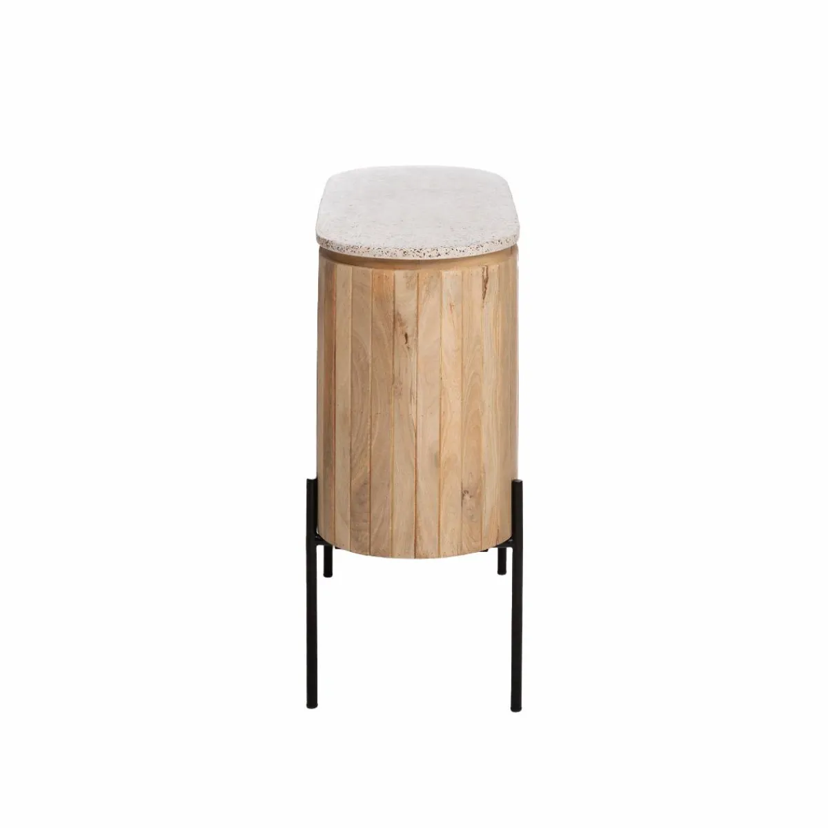 Made in Meubles Meuble sous vasque en bois de manguier et terrazzo Lou