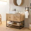 Made in Meubles Meuble sous vasque en bois de manguier Miguel