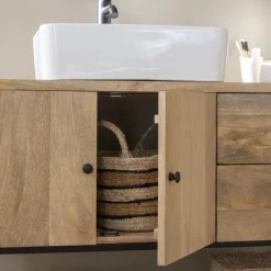 Made in Meubles Meuble sous vasque en bois de manguier Miguel