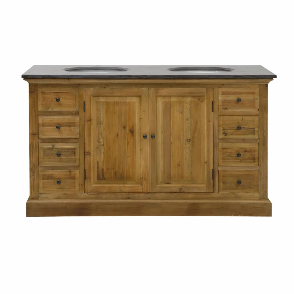 Made in Meubles Meuble sous vasque en bois recyclé Ambre