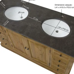 Made in Meubles Meuble sous vasque en bois recyclé Ambre