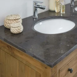Made in Meubles Meuble sous vasque en bois recyclé Ambre