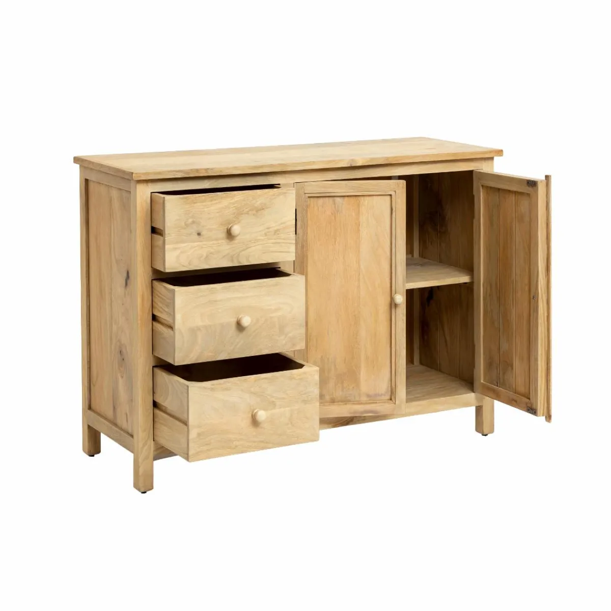 Made in Meubles Meuble sous vasque en bois de manguier blanchi Ronan