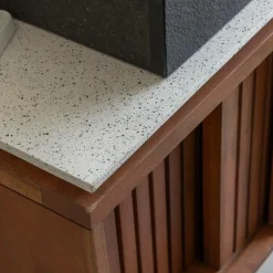 Made in Meubles Meuble sous vasque en bois d'acacia et terrazzo Kaelis