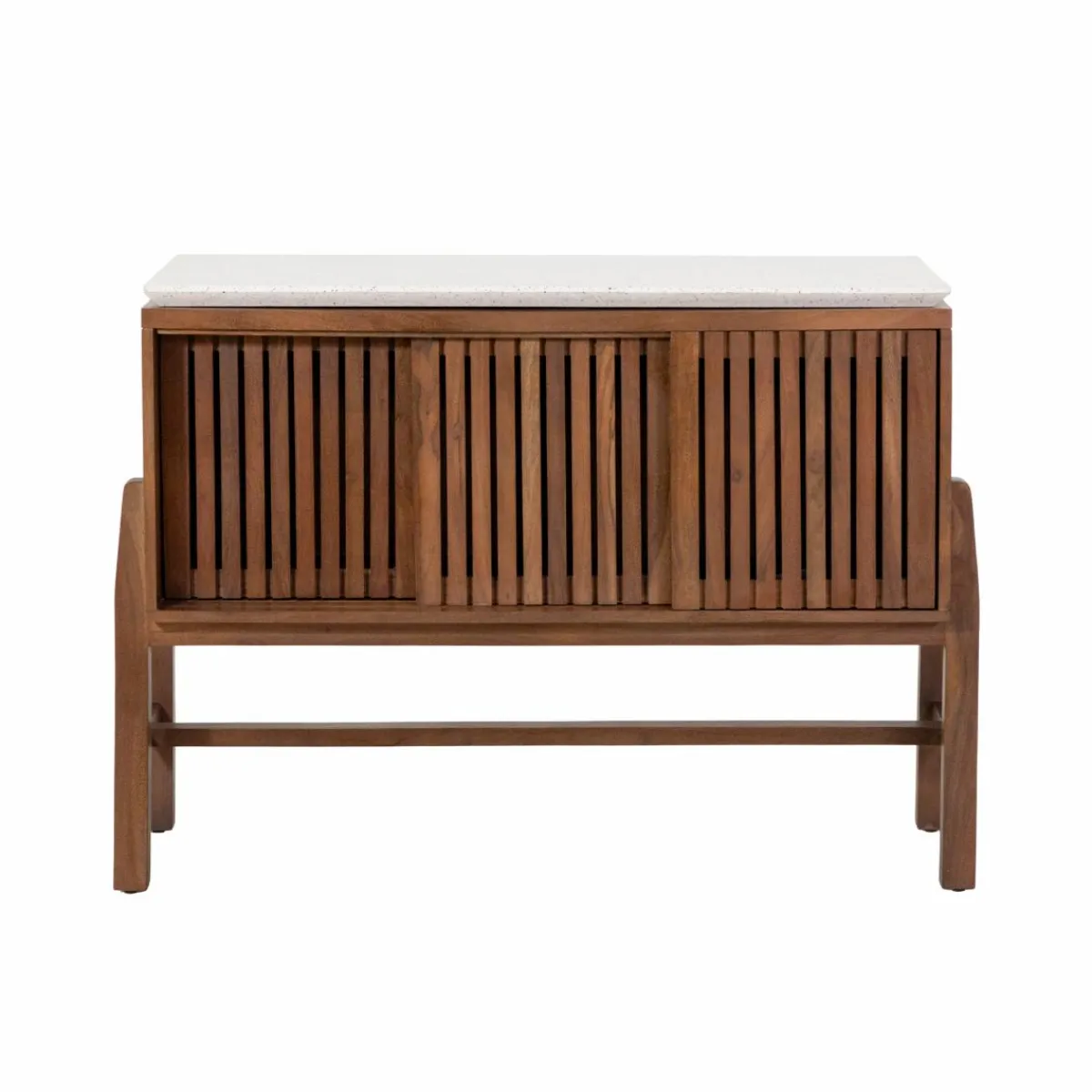 Made in Meubles Meuble sous vasque en bois d'acacia et terrazzo Kaelis
