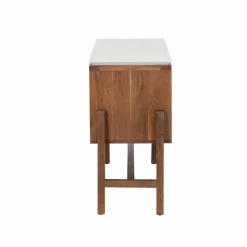 Made in Meubles Meuble sous vasque en bois d'acacia et terrazzo Kaelis