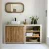 Made in Meubles Meuble sous vasque en bois effet béton et bois recyclé Dalva