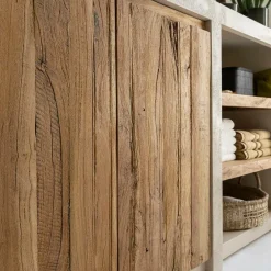 Made in Meubles Meuble sous vasque en bois effet béton et bois recyclé Dalva