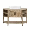 Made in Meubles Meuble sous vasque en bois de manguier blanchi Sienna
