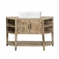 Made in Meubles Meuble sous vasque en bois de manguier blanchi Sienna