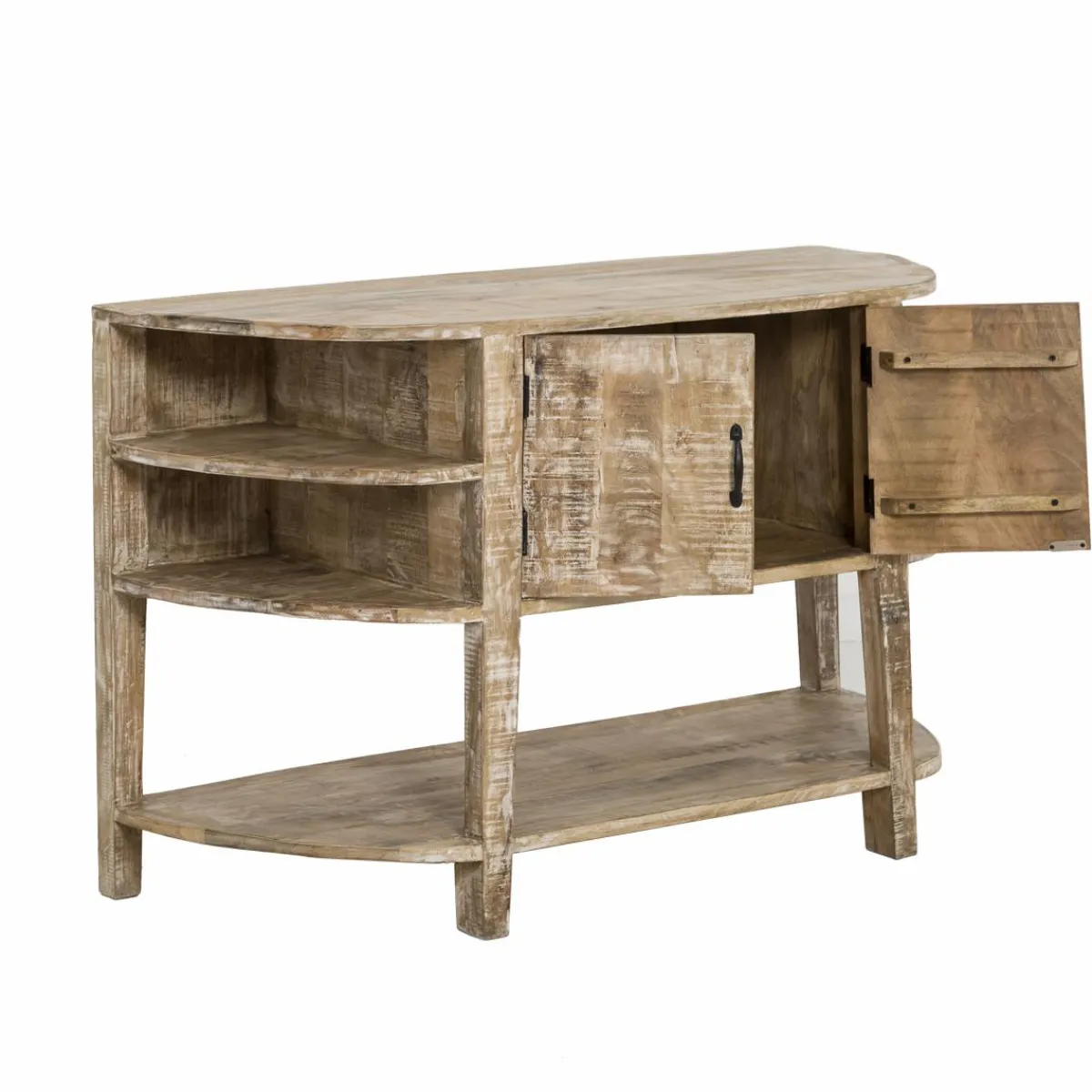 Made in Meubles Meuble sous vasque en bois de manguier blanchi Sienna