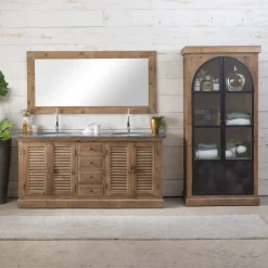 Made in Meubles Meuble sous vasque en bois recyclé Valérien