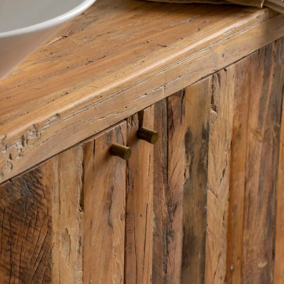 Made in Meubles Meuble sous vasque en bois recyclé Naël