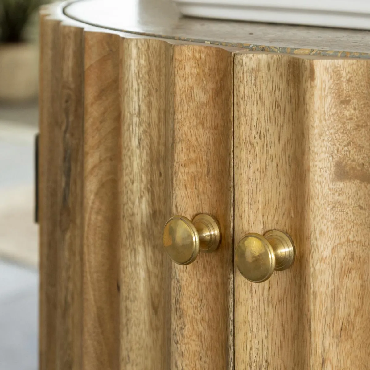 Made in Meubles Meuble sous vasque en bois de manguier et terrazzo Bao