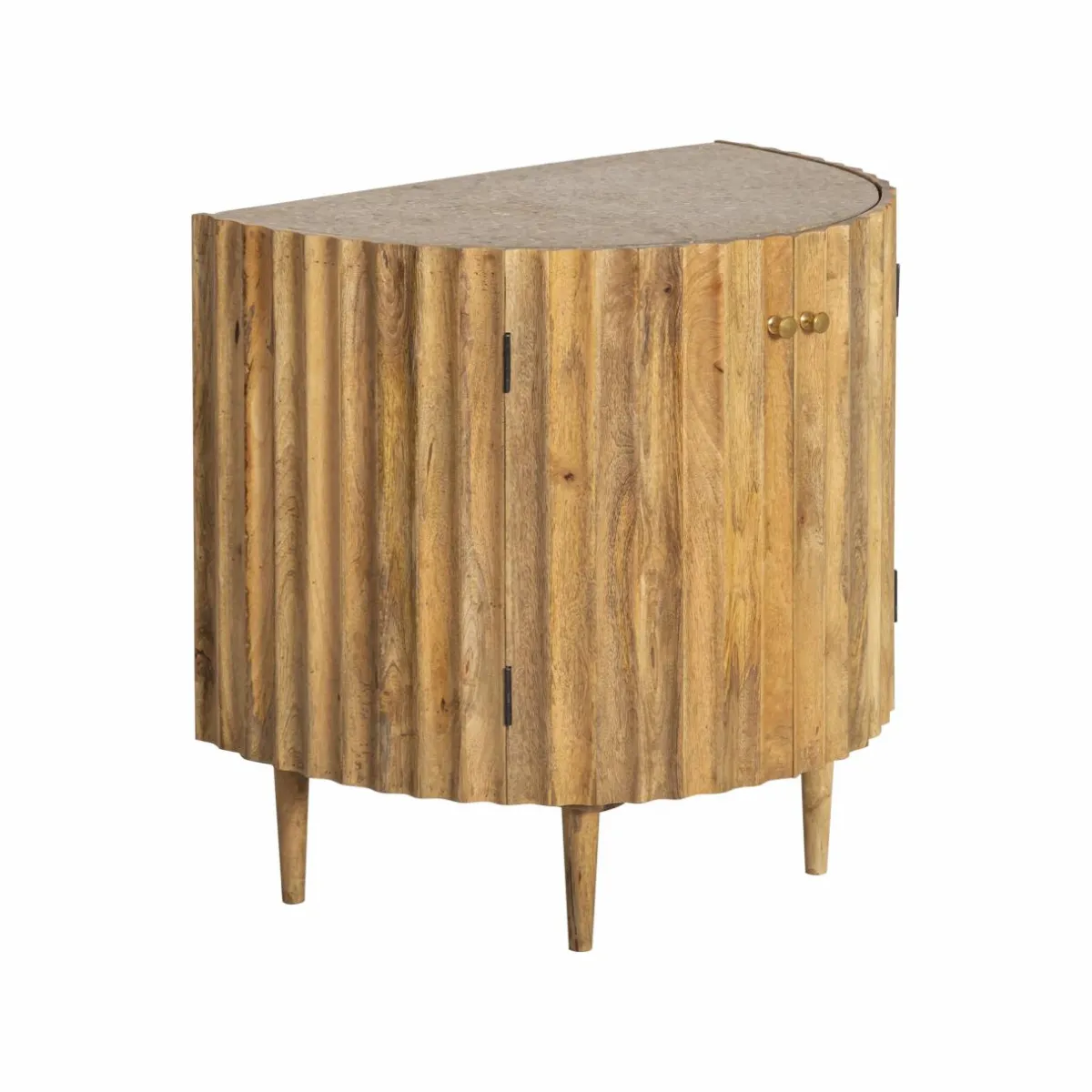 Made in Meubles Meuble sous vasque en bois de manguier et terrazzo Bao