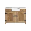 Made in Meubles Meuble sous vasque en bois recyclé et marbre Lizon