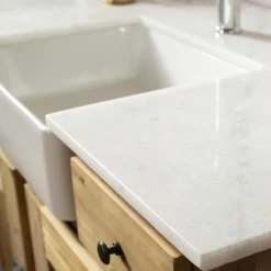 Made in Meubles Meuble sous vasque en bois recyclé et marbre Lizon