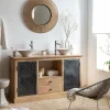 Made in Meubles Meuble sous vasque en bois de manguier Sahara
