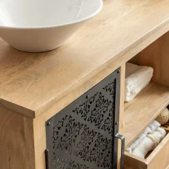 Made in Meubles Meuble sous vasque en bois de manguier Sahara