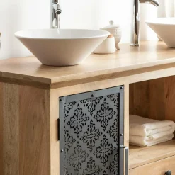 Made in Meubles Meuble sous vasque en bois de manguier Sahara