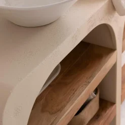 Made in Meubles Meuble sous vasque en bois effet béton et bois d'acacia Dalva
