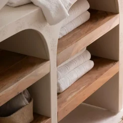 Made in Meubles Meuble sous vasque en bois effet béton et bois d'acacia Dalva