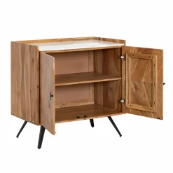 Made in Meubles Meuble sous vasque en bois d'acacia et marbre Aloé