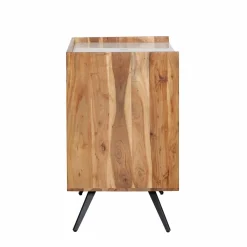 Made in Meubles Meuble sous vasque en bois d'acacia et marbre Aloé