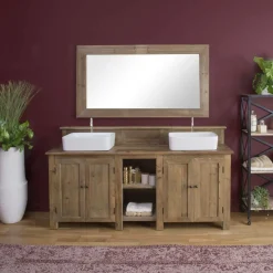 Made in Meubles Meuble sous vasque en bois recyclé Cassandre