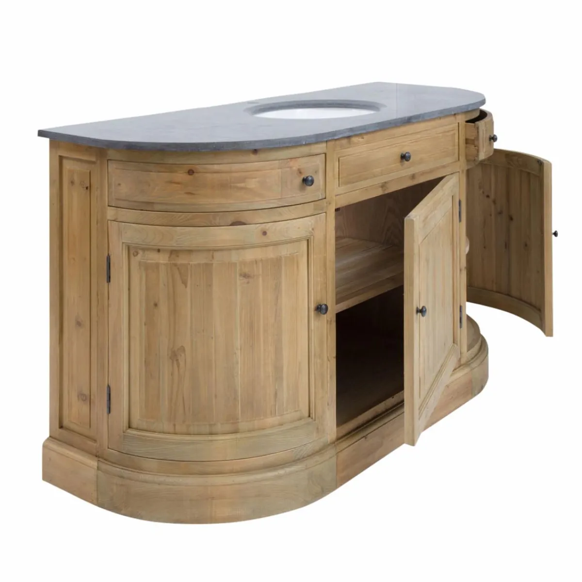 Made in Meubles Meuble sous vasque en bois recyclé Livio