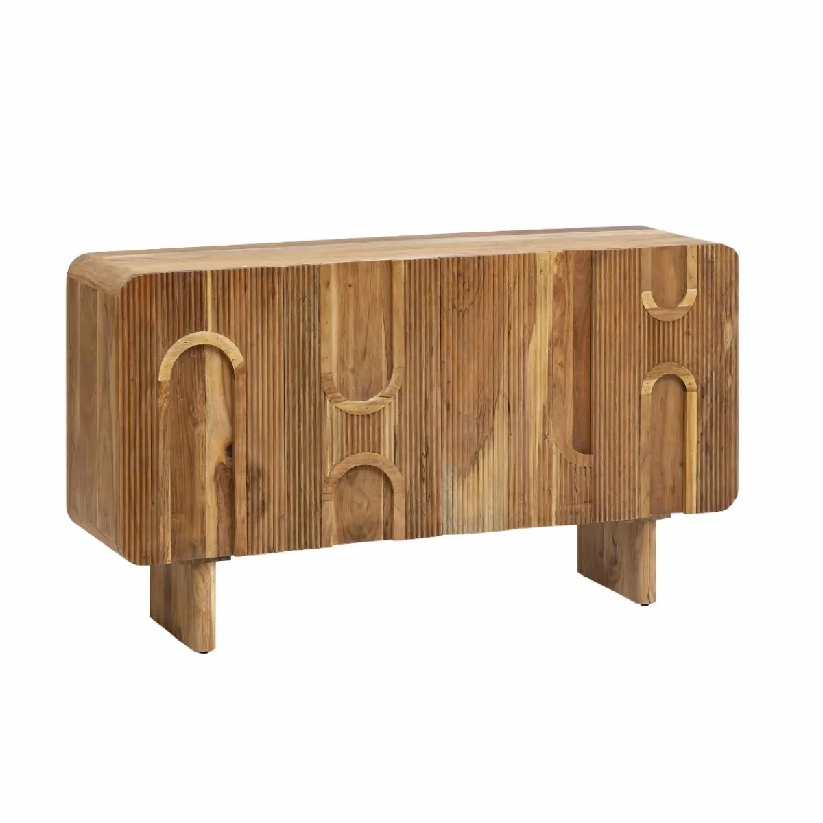 Made in Meubles Meuble sous vasque en bois d'acacia foncé Tilio
