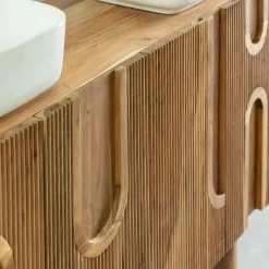 Made in Meubles Meuble sous vasque en bois d'acacia foncé Tilio