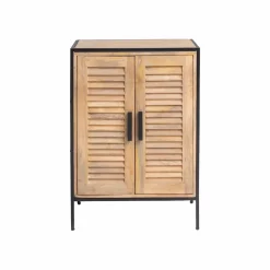 Made in Meubles Meuble sous vasque en bois de manguier et métal Coralie