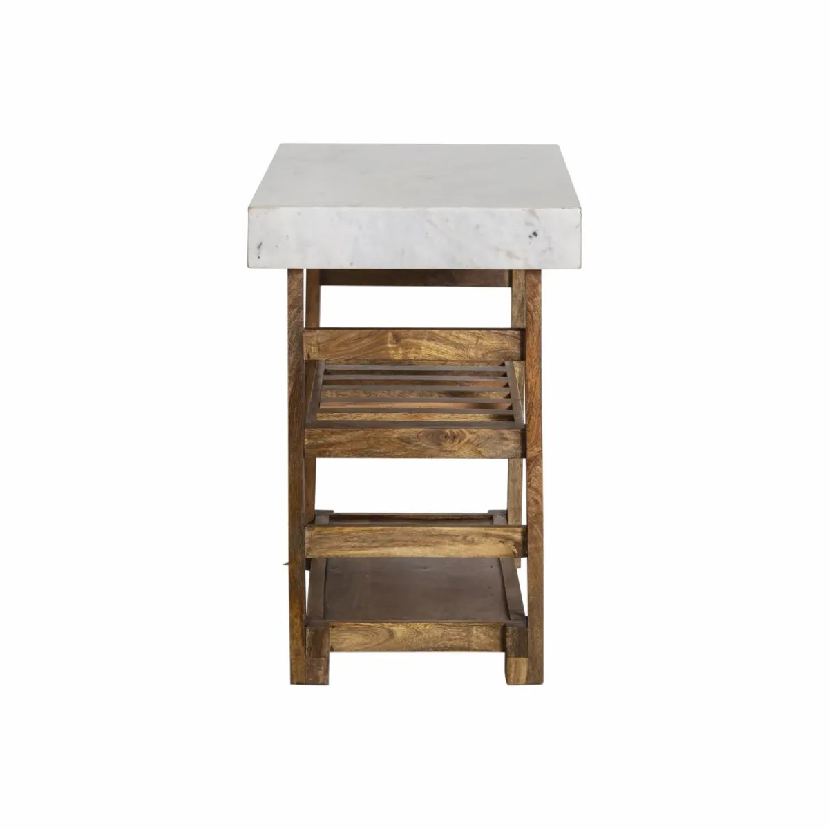 Made in Meubles Meuble sous vasque en marbre et bois Louca